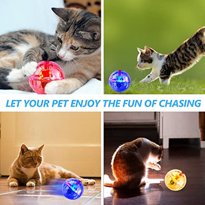 Jecery 9 Pcs Ghost Hunting Light Up Cat Balls LED Motion Activated Cat Toy Interactive Lighted Ball Pet Glowing Mini Running Exercise Toys for Kitten Dog Pet Animals Activity(Transparent) - color: Transparent
