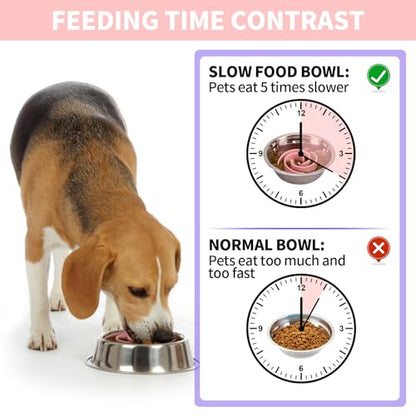 Slow Feeder Dog Bowls Insert, Bestalk Soft Silicone Slow Eating Feeder Insert with Suction Cups for Small, Medium and Large Dogs, Fit into Basic and Elevated Dog Bowls, Pink - color: Pink, size: S