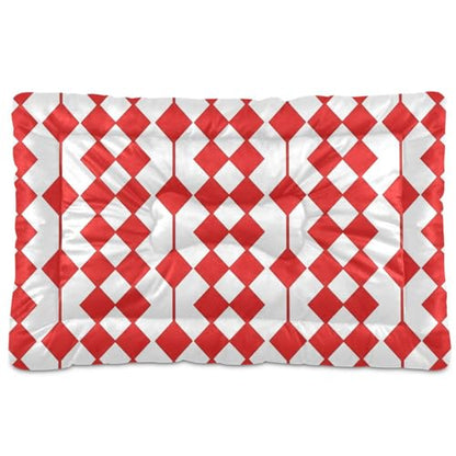 Red Pattern Pattern Pet Bed Mat for Dogs and Cats, Soft Washable Crate Pad with Non-Slip Bottom, Cozy Bed Cushion for Small Medium Large Pets, 18x24 Inch - size: Small