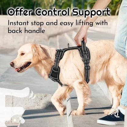 Eagloo Dog Harness Small Sized, Easy Wearing with 3 Buckles, Adjustable No Pull Pet Harness with MOLLE System, No Choke Reflective Vest with Control Handle, Black, S - color: Black, size: Small