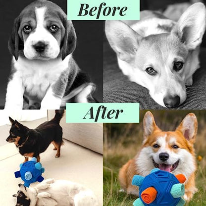 Snuffle Ball for Dog Toys Unbreakable Upgrade Ball Interactive Toy Foraging Snuffle Mat Puppy Treat Dispenser Slow Feeder Dog Puzzle Toys for Small, Medium, Large Pets (Blue) - color: Blue