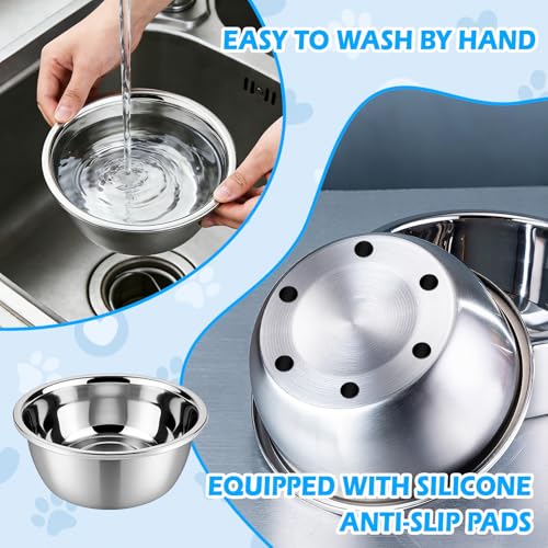 Stainless Steel Dog Bowls 2-Pack 6 Cup / 50 oz | Metal Pet Food and Water Bowls for Small to Medium Dogs, Non-Slip Dishwasher Dog Dishes with Rubber Pads