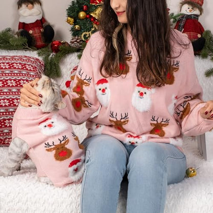 LUBOT NEW Ugly Christmas Sweaters for Puppy Cute Funny Wintertime and Holiday Parties Knitted Pullover Sweater Small Dog Santa&Deer Pink X-Small - color: Pink Deer, size: X-Small