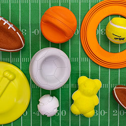 Nylabone Power Play Tennis Ball Teddy Bear Gripz Felt Rubber Fetch Toy, Squeaky Toys for Dogs, Medium (1 Count) - size: Medium (1 Count), style: Teddy