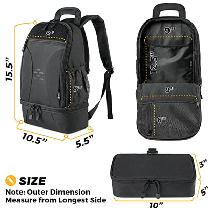 DBTAC Tactical Pet Backpack for Small Dogs & Cats - Compact Travel Bag with Insulated Pocket & 1x Detachable Food Container Included | Outdoor Hiking, Road Trip, Airplane Approved (Black) - color: Black