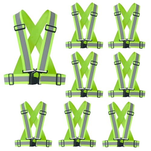 2.0 IN High Visibility Reflective Safety Strap for Construction, Running, Cycling - color: 8pc-yellow, size: XX-Large