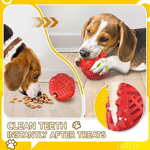 LEGEND SANDY Dog Balls Treat Dispensing, Dog Toys for Aggressive Chewers Large Breed, Nearly Indestructible Squeaky Dog Chew Toys for Large Pet, Natural Rubber Doggie Puzzle Toys, ToughTreat Ball - color: Ball-Red