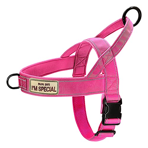 No Pull Dog Harness Pink for Small Medium Large Sized Dog, Reflective Escape Proof Adjustable Dog Harnesses with 2 Patch, S - color: Pink, size: S-Chest size 18-22''