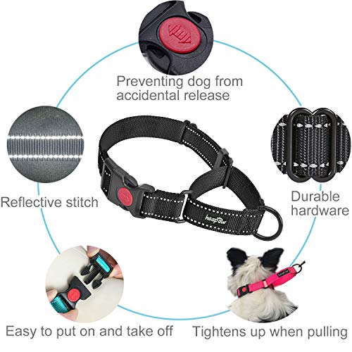 haapaw Martingale Dog Collar with Quick Release Buckle Reflective Dog Training Collars for Small Medium Large Dogs - color: Black, size: S