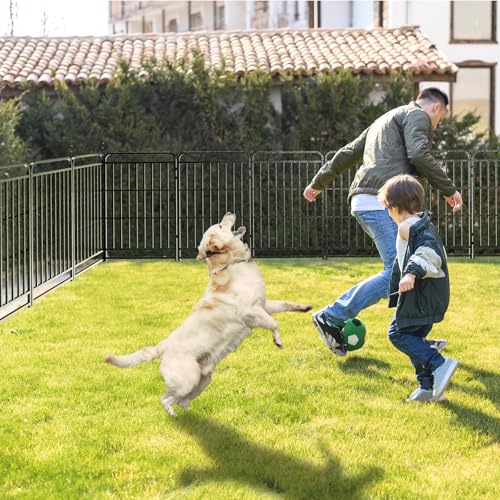 Kfvigoho Heavy Duty Dog Playpen: 12 Steel Panels 40" Height, Square Steel Pipe with Reinforced Crossbars, 27FT 57 Sq.ft Portable Fence for Yard RV Camping, Snowy Black - style: 27"W x 40"H