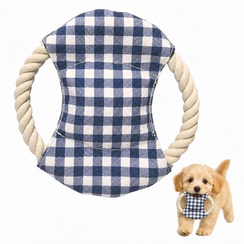 Dog Cute Frisbees Cotton Rope Toys Flying Discs for small dogs/puppy, Teething Clean, Soft Polyester Squeaker Toy for Training,Throwing and Interacting for Anti Boredom & Anxiety, Easy to Clean (blue) - color: blue