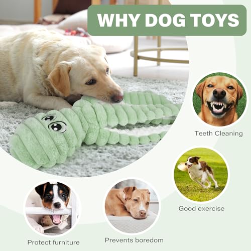 Prime Pets Dog Toys for Large Dogs, 27” Extra Large Plush Octopus Dog Toy, Crinkle Squeaky Dog Toy for Small Medium Large Breeds, Interactive Stuffed Chew Toys to Keep Them Busy, Green - color: Green