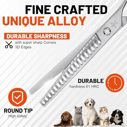 High-end Professional Dog Grooming Thinning Scissors Teeth Cutting Blending Shears Pet Texturizing Shears 7.5 Inch Extremely Very Sharp Stainless Steel Alloy For Cat Other Animals Groomer - style: 7.5inch Big Teeth Thinning