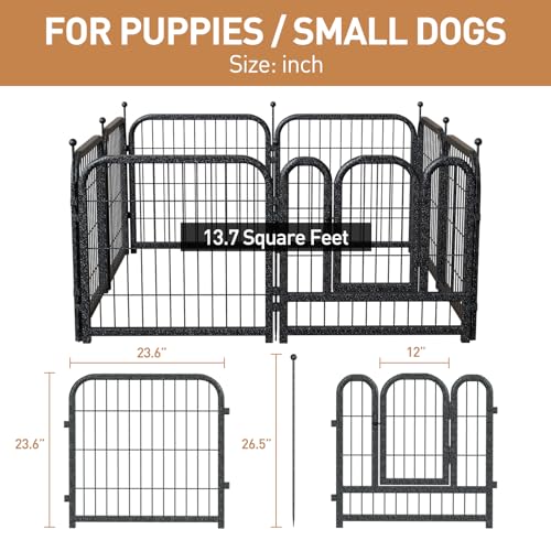Metal Dog Playpen, 24 Inch Height 8 Panels, Ideal Dog Fence for Large/Medium/Small Dogs Indoor & Outdoor Bliss, Perfect Dog Pen for Camping, Yard, and RV | Black-Silver - size: 24"High, style: 08 Panels
