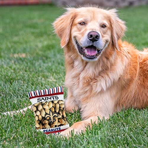 NFL New Orleans Saints Crinkle FINE Plush Dog & CAT Squeak Toy - Cutest Stadium Peanuts Snack Plush Toy for Dogs & Cats with Inner Squeaker & Beautiful Baseball Team Name/Logo - color: New Orleans Saints, style: STADIUM PEANUTS SNACK