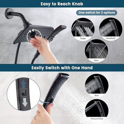 BRIGHT SHOWERS High Pressure Shower Head with Handheld, Oil Rubbed Bronze Dual Showerhead Combo with Rainfall Spray, Detachable Hand Held Shower, 60" Stainless Steel Hose - color: Oil Rubbed Bronze, size: 2.5 Gallon Per Minute