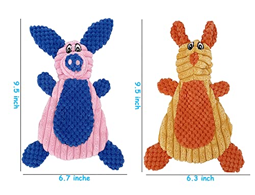 Comtim 2 Pack Durable Dog Chew Toys, Unstuffed Squeaky Dog Toys for Small Dogs and Puppies - size: Rabbit & Pig