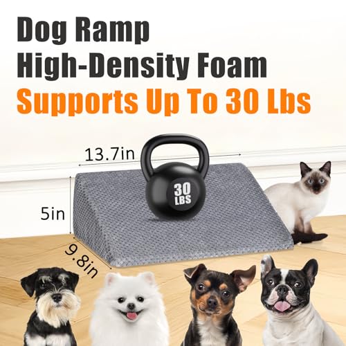 Dog Ramp for Stairs, Non-Slip Stair Wedges with Gentle Slope, Pet Ramp with Washable Cover and Self-Sticky Pads for Safe Climbing, Gray, 6 Pack - size: Dark Gray 6-Pack