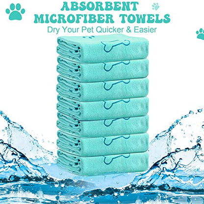 Peryiter 8 Pcs Dog Towels Pet Bath Drying Towels 55 x 28 Inches Large Absorbent Microfiber Quick Fast Drying Soft Beach for Lightweight Cat and Puppy Shower Essentials Cleaning Accessories(Cyan) - color: Cyan