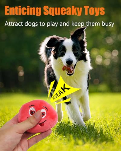 Squeaky Dog Toys, Stuffed Plush Puppy Toy Balls to Keep Them Busy, (8 Pack) Interactive Funny Pet Ball with Squeaker for Puppies Small Breed Medium Dogs - style: Medium 2.9" (8 Pack)