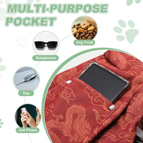 Dog Sling Carrier for Small Dogs and Cats Up to 16.5 Lbs, Breathable Texture with Pocket Pet Cross Body Shoulder Bag, (Red, 1 Pcs) Intended for Outdoor Travel/Camp - color: Red