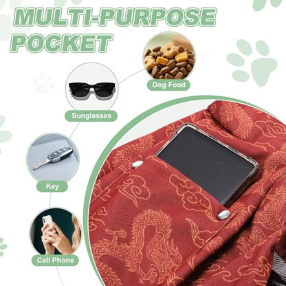 Dog Sling Carrier for Small Dogs and Cats Up to 16.5 Lbs, Breathable Texture with Pocket Pet Cross Body Shoulder Bag, (Red, 1 Pcs) Intended for Outdoor Travel/Camp - color: Red