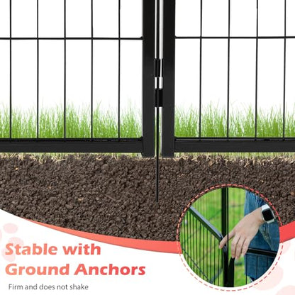 FDW Dog Playpen Dog Pen Dog Kennel 32 Panels 24 Inch Height Indoor Outdoor Folding Metal Portable Puppy Exercise Pen Heavy Duty Dog Fence for Yard Camping,Black - style: 32 Panels