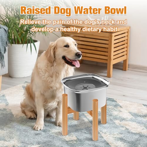 Decflow 3L Elevated Dog Water Bowl, Stainless Steel Raised Food Dispenser with Stand, Large Capacity No Spill Dog Water Bowl for Small, Medium and Large Dogs - color: Grey