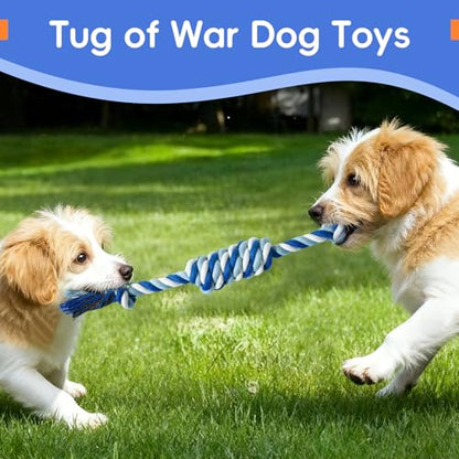 wodoca Dog Rope Toys 4 Pack, Puppy Teething Cotton Knot Chew Rope for Small Medium Dogs, Interactive Tug of War Dog Toys for Boredom, Teeth Cleaning - color: Blue