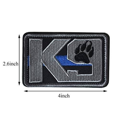 K9 Crossbone Killer Attack Police Dog Patch, Hook and Loop Fastener Patch for Service Animal Vest (K9 Blue line) - color: 2pcs, K9