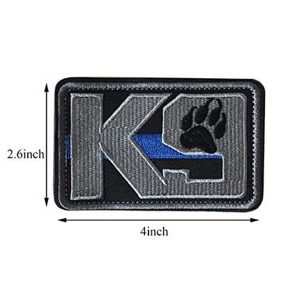 K9 Crossbone Killer Attack Police Dog Patch, Hook and Loop Fastener Patch for Service Animal Vest (K9 Blue line) - color: 2pcs, K9