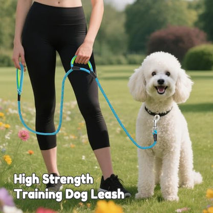 Dog Leash Heavy Duty 4/5/6ft XiaZ 2 Handles Dog Leashes for Medium Large Dogs 1/2 Inch 1000lb Strength Reflective PVC Waterproof-Handles Metal Hook Dual-Handle Rope Leash Nighttime Safety - color: BLue, size: 4FT (1/2")