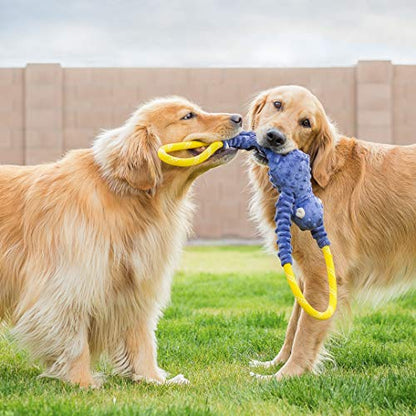 ZippyPaws RopeTugz - Durable Dog Pull Rope Toy, Interactive Tug of War for Large, Medium, & Small Dogs, Squeaky Pet Products to Keep Them Busy, Made with Heavy Duty Climbing Rope - Blue Monkey - color: Blue, size: 28 x 5 x 5 in