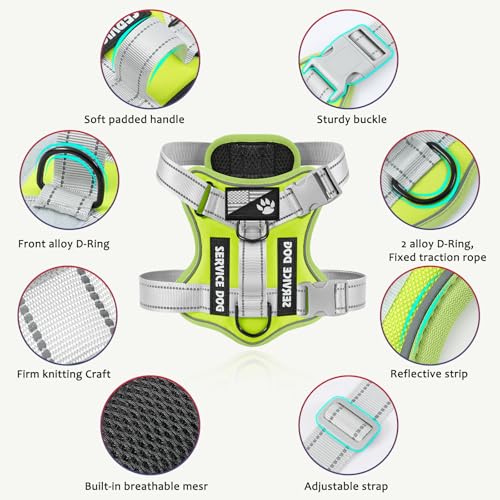 Service Dog Harness - color: NeonGreen, size: X-Small (Pack of 1)