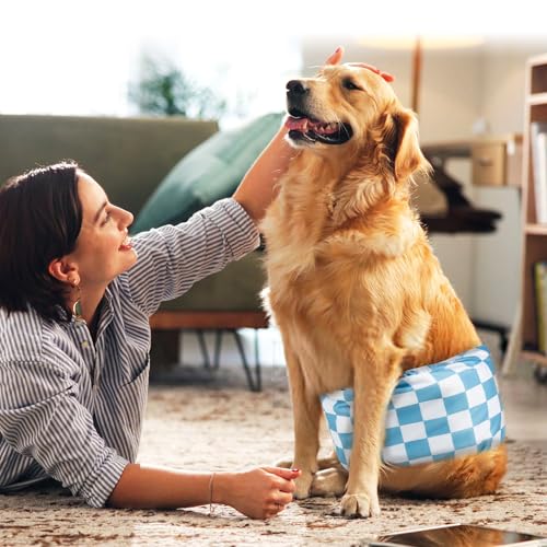 wegreeco Small Dog Diapers Male,Reusable Belly Bands for Male Dogs,Washable Doggie Puppy Male Diapers Wraps,Medium Large Size (5 Pack Medium, Blue Coffee Checkerboard) - color: Blue Coffee Checkerboard, size: Medium