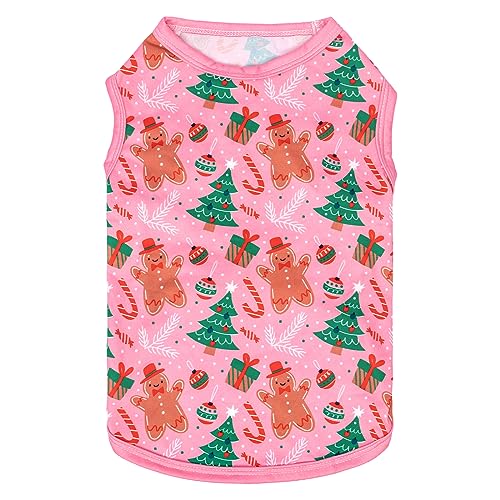 CuteBone Dog Shirts 2-Pack Soft Pet Clothes Breathable Summer Vest for Small Puppy and Stretchy Cat Apparel - color: Gingerbread man&reindeer, size: Small