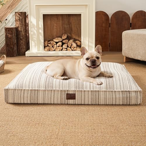 SOMAHE 4 Inch Orthopedic Dog Bed for Crate, 27 x 20 Inch, Coffee Chenille | Washable Removable Cover, Waterproof Inner Liner, Non-Slip Bottom, Orthopedic Dog Crate Mattress for Medium & Large Dogs - color: Coffee, size: 27"L x 20"W x 4"H Inches