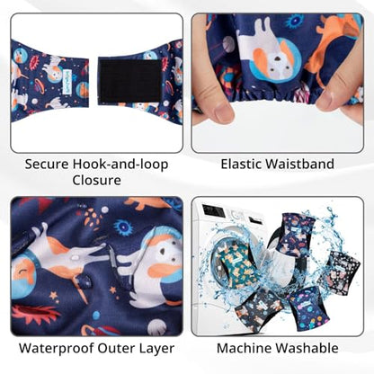 Paw Legend Washable Dogs Diapers Male Dog Belly Bands for Male Dogs Diapers Reusable Puppy & Doggie Diapers Male (5 Pack, X-Large) - color: Space Dog, size: X-Large