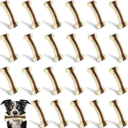 Leyndo 24 Pcs Dog Bones Toys for Aggressive Chewers Tough Nylon Beef Dog Teething Chew Toys for Aggressive Chewers Puppies Medium Large Breeds Teeth Cleaning and Training