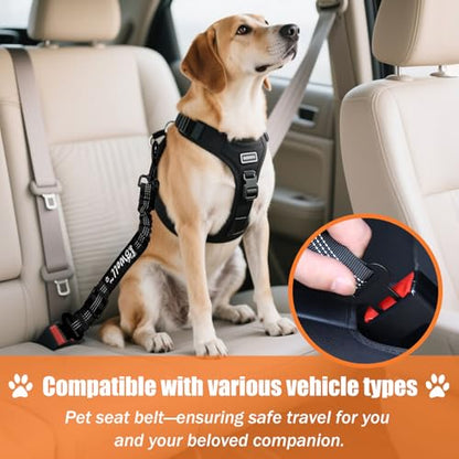 IBWell Dog Seat Belt,3 Piece Set Retractable Dog Car Harness Adjustable Dog Seat Belt for Vehicle Nylon Pet Safety Seat Belts Heavy Duty & Elastic (Black) - color: Black