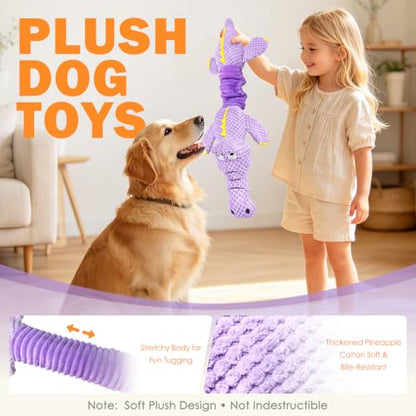 WOWBALA Squeaky Dog Toys for Puppy to Medium Breeds | Interactive Tug of War Dog Toys with Crinkle Paper, Plush Chew Puppy Toys to Keep Them Busy, Training Reward Gift for Dogs - color: Light Purple