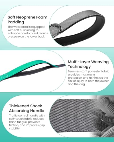 Hands Free Dog Leash, 5.1-8.9Ft Crossbody Long Leash | Adjustable Dog Waist Belt for Medium Dogs, Waist Leash for Dog Walking & Running & Training &Travel etc.(Grey Green) - color: Grey Green