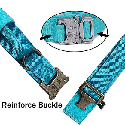 Tactical Dog Collar Adjustable Military Nylon Dog Collar with Control Handle and Heavy Duty Metal Buckle for Medium and Large Dogs (Blue,S) - color: Blue, size: Small (Pack of 1)