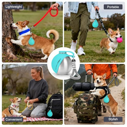 Portable Dog Water Bottle 10oz Stainless Steel Travel Dog Water Dispenser with Bowl No-Spill Puppy Water Bottle for Walking Hiking Small Dog Water Bottle - color: Blue