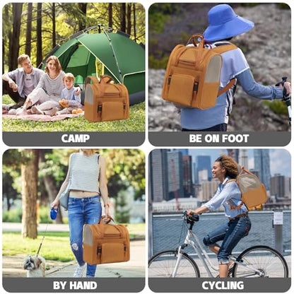 Cat Carrier Backpack, Airline Approved Expandable Pet Carrier, Breathable Mesh Backpack for Small Dogs & Medium Cats Hiking Camping Travel (Brown) - color: Brown