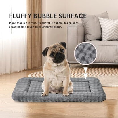 Dog Bed Mat Crate Pad for Medium Dogs, Washable Soft Pet Sleeping Mat Kennel Pad with 3D Bubble Pattern, Grey, 30"x 19" - color: Grey, size: 30"L x 19"W x 1.5"Th