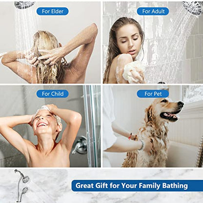 High Pressure 48-Settings Shower Head with Handheld Shower,Drill-Free 3-Way Diverter for Easy Reach,Adjustable Height Slide Bar Dual Shower Head Combo Set - Chrome - color: Chrome