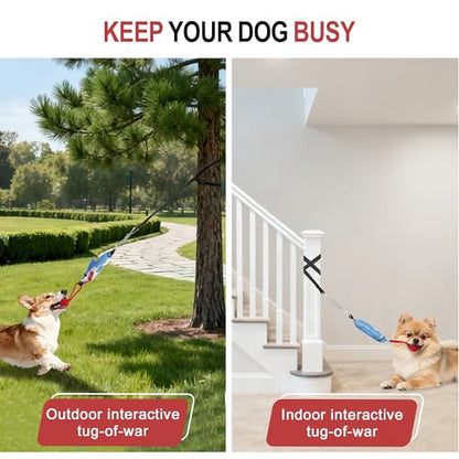 Dog tug of war Toy with Squeak,Interactive Dog Pull Toy from Tree to Keep Them Busy, Multifunctional Combination Tether tug Toy with chew Ball - color: Stump Tug of War