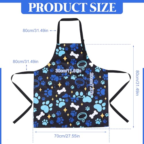 Dog Grooming Waterproof Apron with 2 Pockets, Cute Animals Puppy Dog Pets Apron - style: Blue Pet Collar