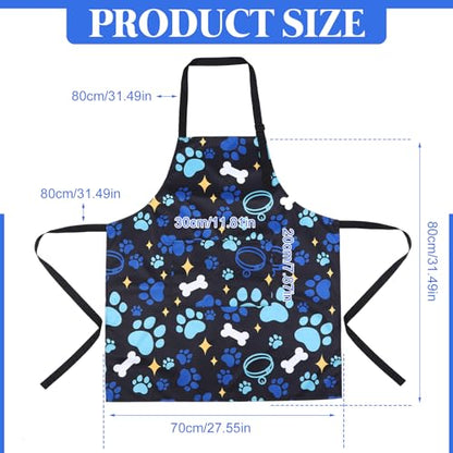 Dog Grooming Waterproof Apron with 2 Pockets, Cute Animals Puppy Dog Pets Apron - style: Blue Pet Collar